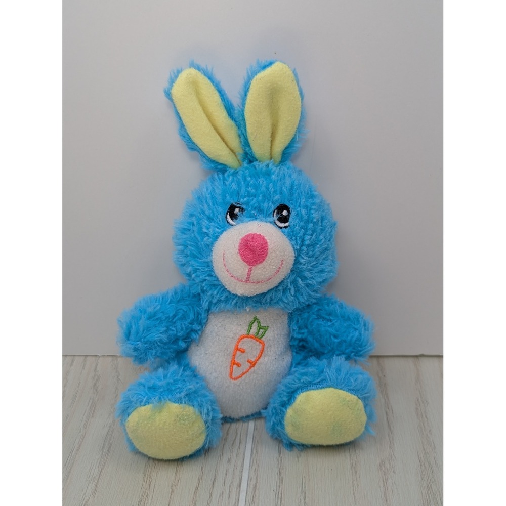 Greenbrier International Plush Blue Bunny Rabbit Carrot Embroidered